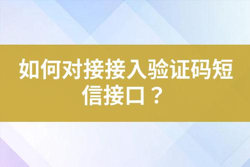 如何對接接入驗證碼短信接口？
