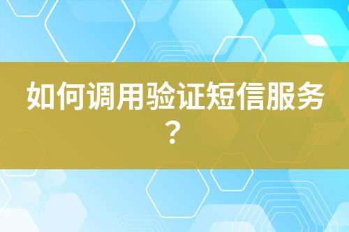 如何調(diào)用驗證短信服務(wù)？