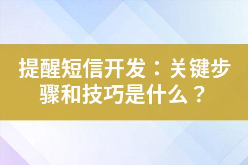 提醒短信開發：關鍵步驟和技巧是什么？