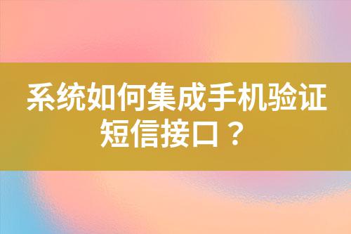 系統(tǒng)如何集成手機(jī)驗(yàn)證短信接口？
