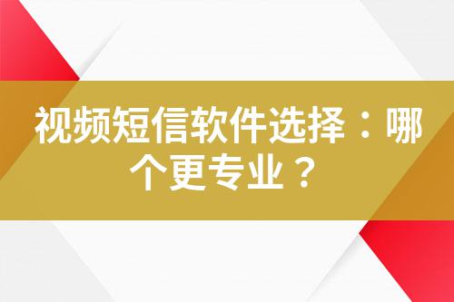 視頻短信軟件選擇：哪個更專業(yè)？